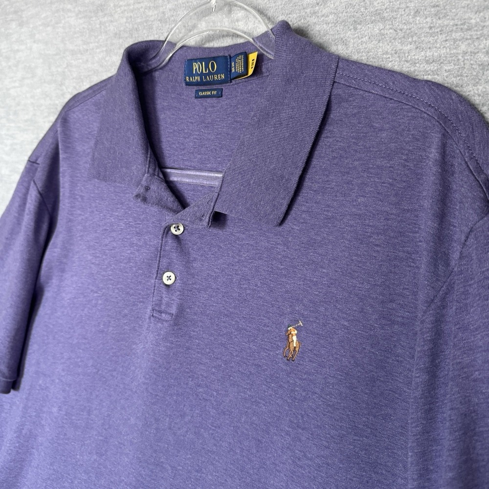 Polo Ralph Lauren Polo Shirt Mens XL Purple Heather Classic Fit Pony Soft Preppy - Picture 2 of 7